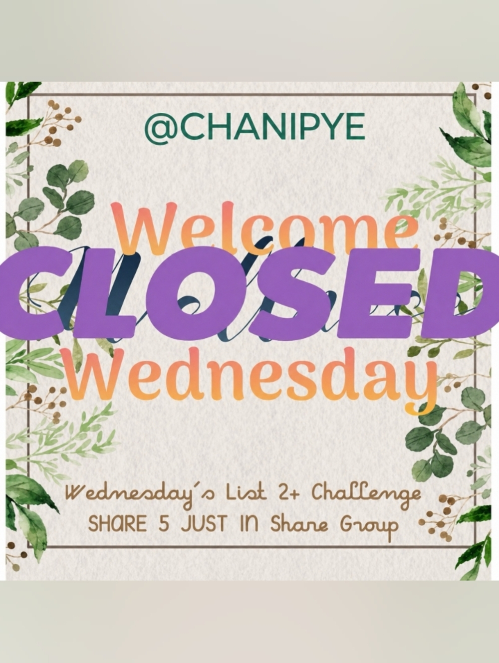 7/29 WELLNESS WEDN🌺ESDAY’s is CLOSED!!